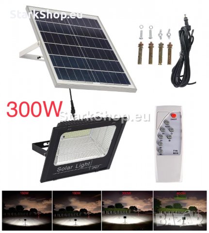 Соларен LED прожектор с панел – 300W, снимка 8 - Соларни лампи - 38417570