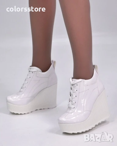 Кецове на платформа - бял лак - NO4

, снимка 2 - Кецове - 50787518