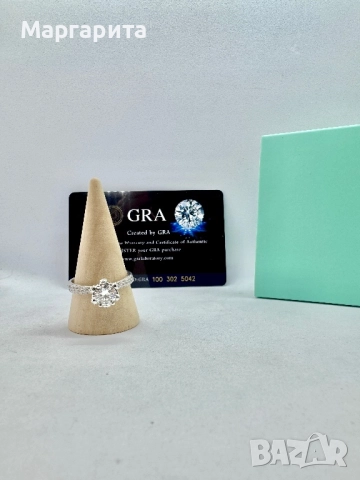 Сребърен пръстен с мойсанит (диамант) 1 карат, снимка 8 - Пръстени - 52059258