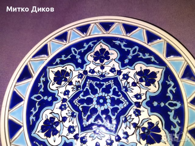 Порцеланова чиния за стена ръчно правена Родос Гърция фи 180мм, снимка 3 - Декорация за дома - 38139318