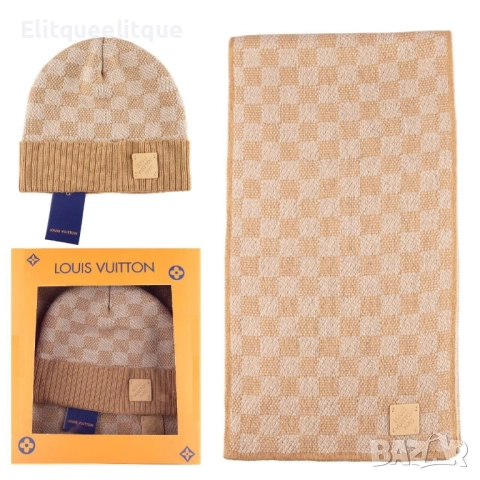 комплект шапка и шал в кутия Louis Vuitton polo hugo boss, снимка 13 - Шапки - 52199897