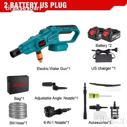 Акумулаторна водоструйка 200 bar 3500W с дисплей, 2 батерии, аксесоари и чанта, снимка 4 - Аксесоари и консумативи - 51048447