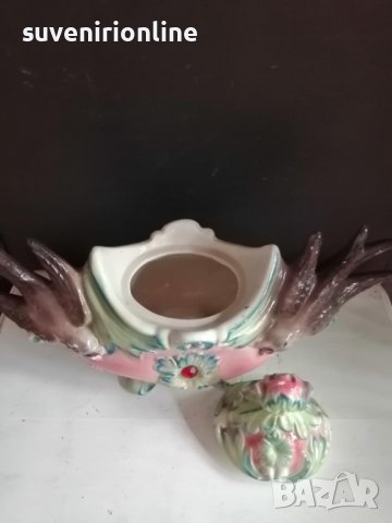стар керамичен сувенир ваза с капак, снимка 5 - Вази - 40591169