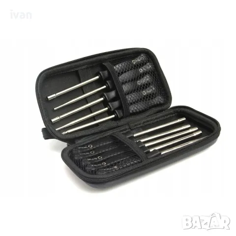 отвертки за регулиране на карбуратори + почистващи четки и калъф, 