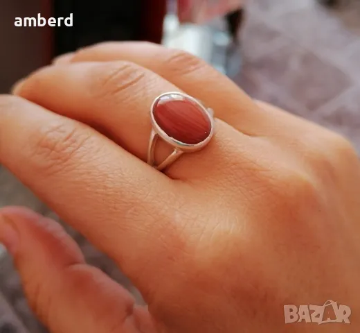 Сребърен пръстен с карнеол 