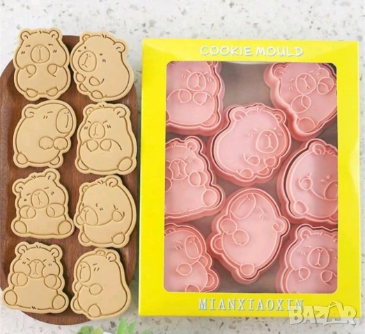8 бр Капибара Capybara пластмасови разглобяеми резци форми фондан тесто бисквитки, снимка 9 - Форми - 50536617