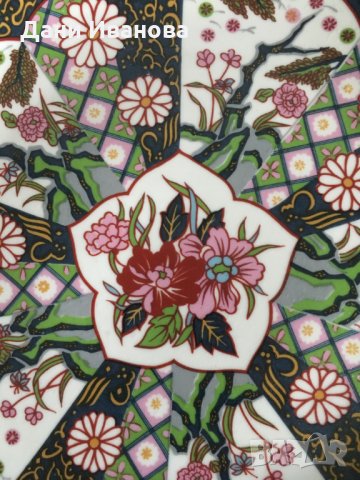 Керамична чиния с флорални мотиви, снимка 2 - Декорация за дома - 28827394