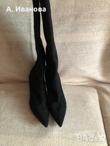 Дамски ботуши Zara естествен велур, снимка 2 - Дамски ботуши - 27434671