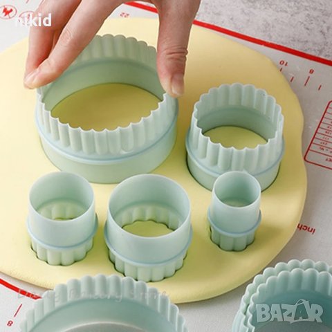 6 бр рингове кръгове кръг кръга двустранни резци пластмасови с къдрици бисквитки сладки резец форма, снимка 9 - Форми - 18226198