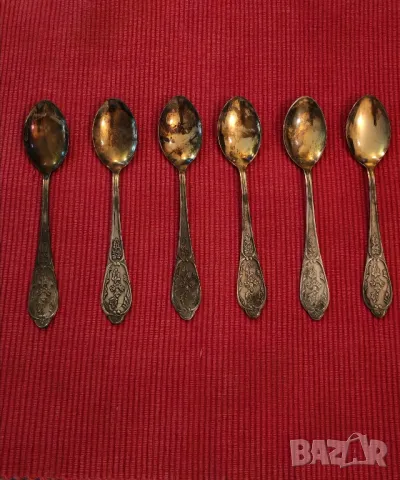 Винтидж посребрени лъжички за чай, СССР. , снимка 3 - Антикварни и старинни предмети - 49750231