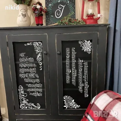 8 вида ноти текст часовник клони цветя тухли камъни стенсил шаблон декорация Scrapbooking спрей , снимка 6 - Други - 47789797