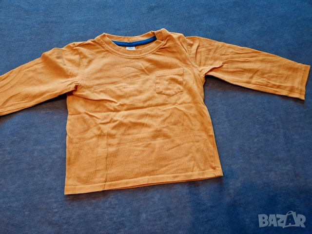 1-2г 92см Блуза с дълъг ръкав, памук, жълта горчица, без следи от употреба 