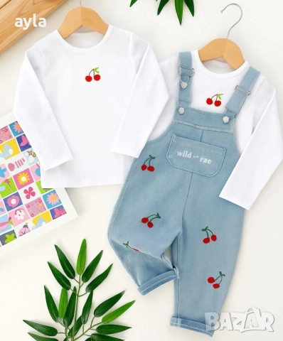 🍒Комплект блуза и гащеризон за момиче 🍒