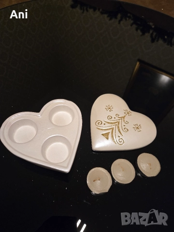 Керамична кутийка под формата на сърце /свещник/, снимка 5 - Декорация за дома - 52776720
