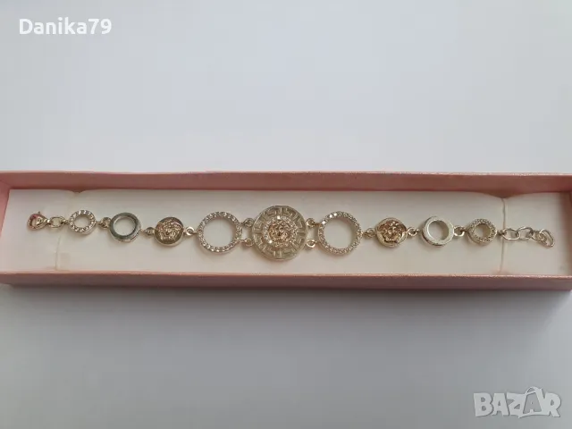 Луксозна гривна от колекция Версаче със сребро и злато, снимка 4 - Гривни - 47410381