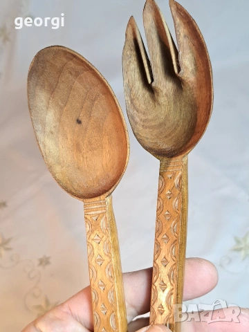 ретро дървени прибори за хранене дърворезба 34/1, снимка 2 - Декорация за дома - 53568338