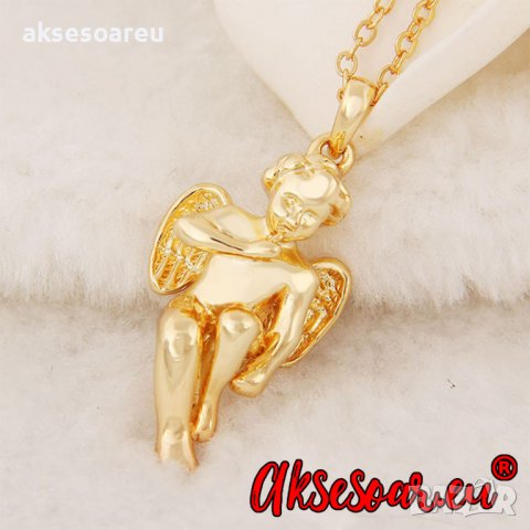 Колие златисто ангел с крила модни бижута Купидон любовник висулки херувим ангел с крила, снимка 11 - Колиета, медальони, синджири - 38358117