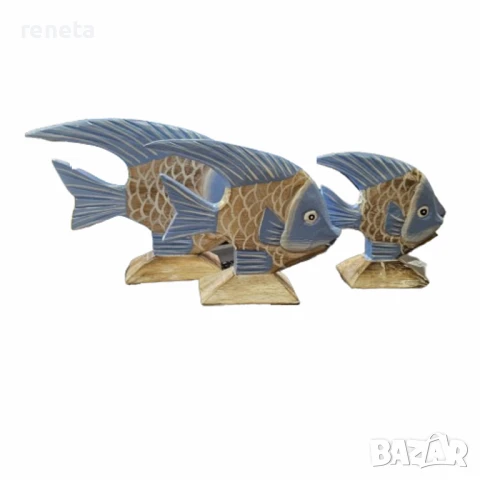 Комплект декорации, Риби Дървени, 3 броя, 17,20,25 см, снимка 1