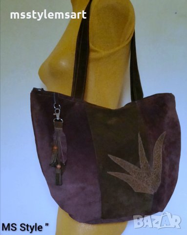 Дамска чанта от естествена кожа! Ръчна изработка!, снимка 3 - Чанти - 34810084