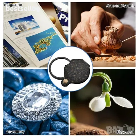 Сгъваема увеличителна ръчна лупа голямо увеличение 10x за четене мини, снимка 8 - Други инструменти - 47547580