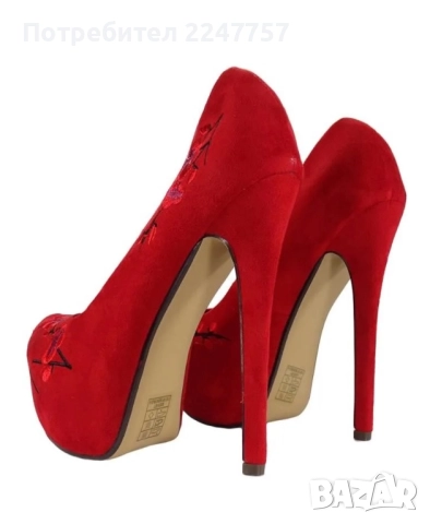 Нови червени и черни обувки официални, снимка 6 - Дамски обувки на ток - 52662862