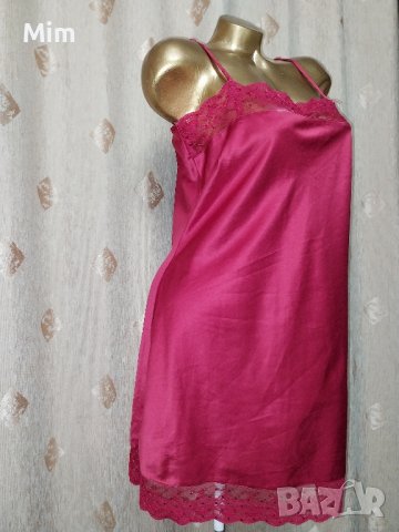 Orcanta L Червена сатенена нощница с дантела с пайети 