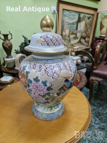 Красив оригинален антикварен порцеланов буркан Satsuma , снимка 7 - Антикварни и старинни предмети - 48422552