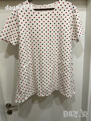 Нова!  БЯЛА БЛУЗА НА ЦВЕТНИ ТОЧКИ, снимка 7 - Тениски - 50952808
