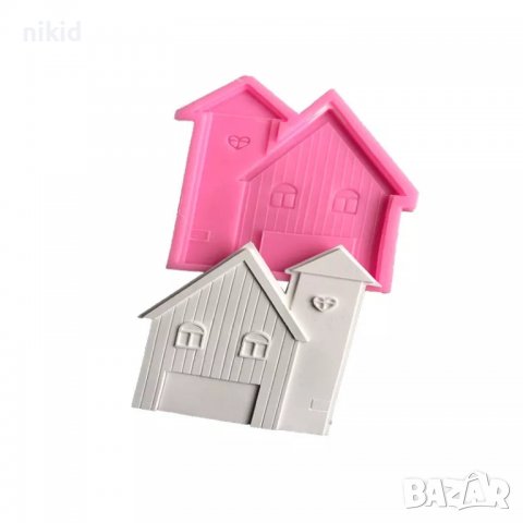 Къща с комин плитък силиконов молд форма фондан фипс шоколад, снимка 3 - Форми - 37015632