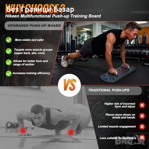 Нова Преносима дъска за лицеви опори антислип дръжки тренировка в дом , снимка 4 - Фитнес уреди - 53517717