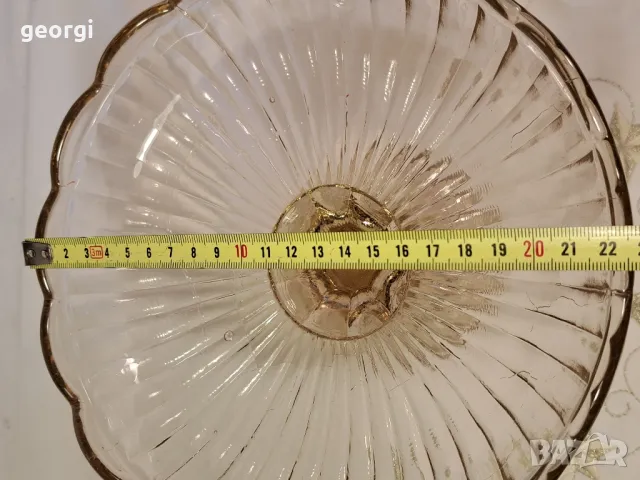 Стара стъклена фруктиера от цветно стъкло 14/1, снимка 4 - Антикварни и старинни предмети - 49396923