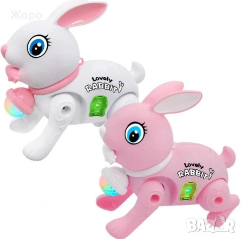 Детска интерактивна играчка"Ходещ заек с звук и луминесцентна 3D светлина , снимка 6 - Музикални играчки - 43946702