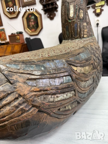 Дървена скулптура / дърворезба / фигура на птицата Хинта №7782, снимка 9 - Антикварни и старинни предмети - 52881471