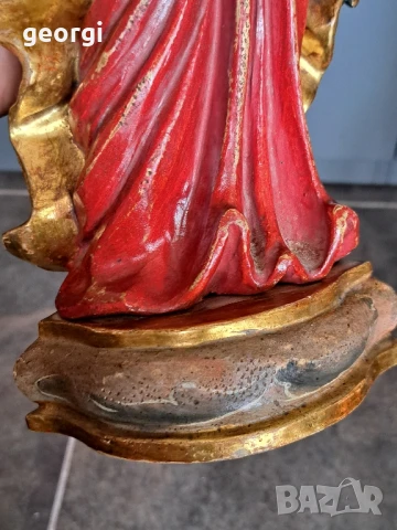 Стара статуя дърворезба Мадоната с Младенеца , снимка 8 - Антикварни и старинни предмети - 51082702