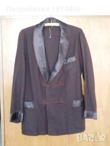 Елегантен мъжки кабинетен халат, вълна, топъл  и изящно изработен, 108/170, снимка 2 - Други - 51871017