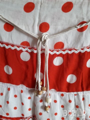 Дамска лятна пола на точки бяло и червено с подплата, снимка 4 - Поли - 29050052