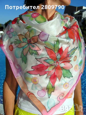 Чудесен шал от естествена коприна Коледна звезда / Wonderful shawl of natural silk Christmas star