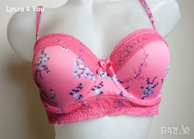 75В нов с етикет розов сутиен с флорални мотиви, снимка 3 - Бельо - 36677052
