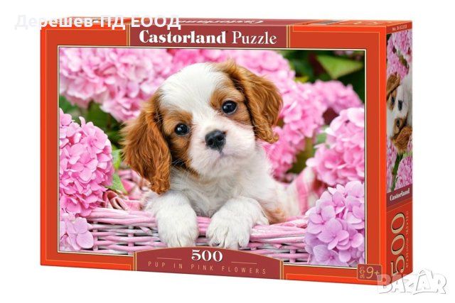 Пъзел Castorland 500 ел. - Кученце в розови цветя