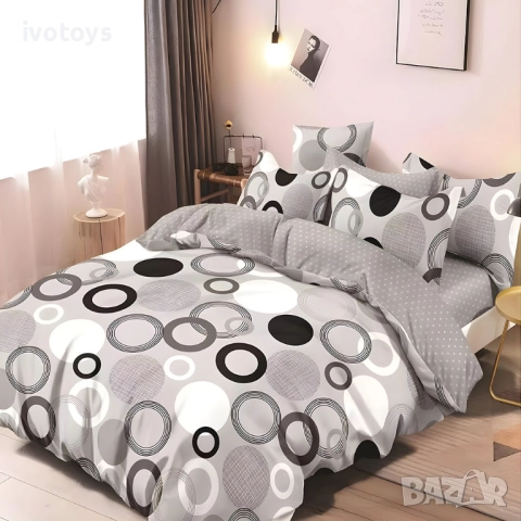Двулицево спално бельо с ластик, 6 части - Модел WS17526, снимка 1