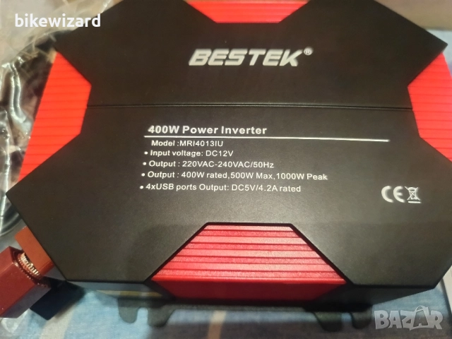 BESTEK MR14013IU 400W-1000W max автомобилен инвертор DC 12V към AC 220-240V НОВ, снимка 5 - Аксесоари и консумативи - 52619779