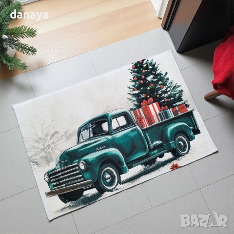 6131 Коледна постелка за врата с коледен камион или елха, 60x40 cm, снимка 6 - Други - 52411708