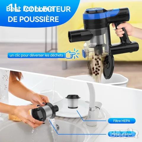 TASVAC V50 Безжична мощна прахосмукачка 200W, снимка 8 - Прахосмукачки - 49972891