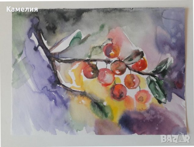 Картина - акварел "Череши", снимка 1