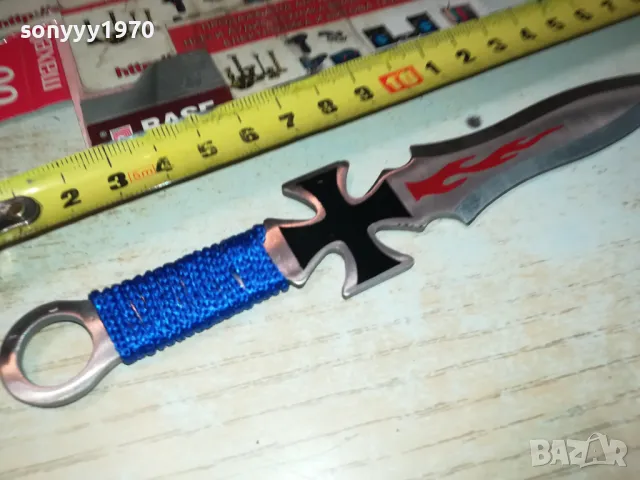 НОЖ С КРЪСТ-СИНЯ ОПЛЕТКА 1203252018, снимка 10 - Ножове - 49469709