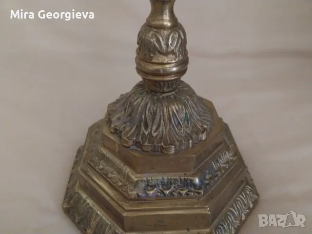 Еврейски свещник- стар- /менора/, снимка 4 - Антикварни и старинни предмети - 49919889