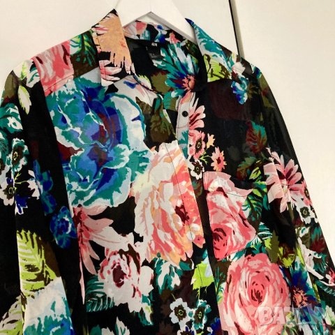 Разпродажба Красива дамска риза с принт цветя рози oversized овърсайз флорална H&M oversize, р. 38 M, снимка 5 - Ризи - 43196090
