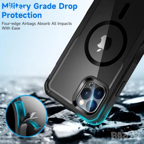 seacosmo Магнитен калъф за iPhone 11 Pro 5,8 инча, вграден 9H протектор за поверителност, черен , снимка 7 - Калъфи, кейсове - 47514458