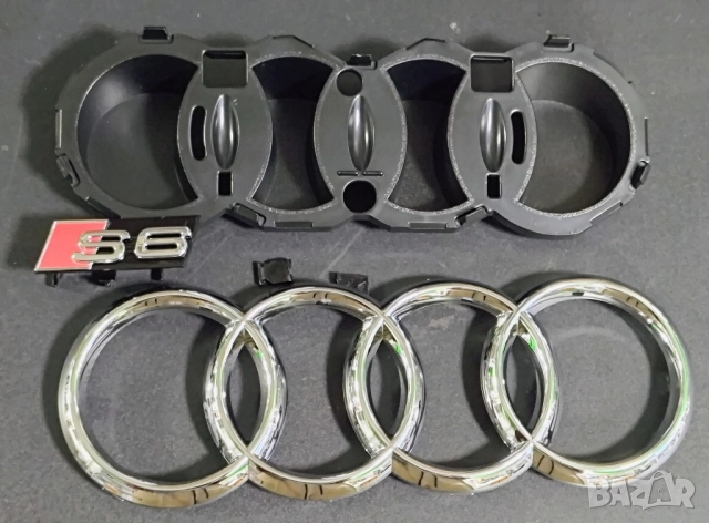 Емблеми за Audi A6 S6, 2016, за предна решетка, емблема Audi А6 Ауди S6, комплект 