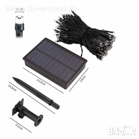 Соларни коледни лампички 12 метра , 100 лампи 5 програми , 4 цвята по избор, снимка 6 - Соларни лампи - 52301610